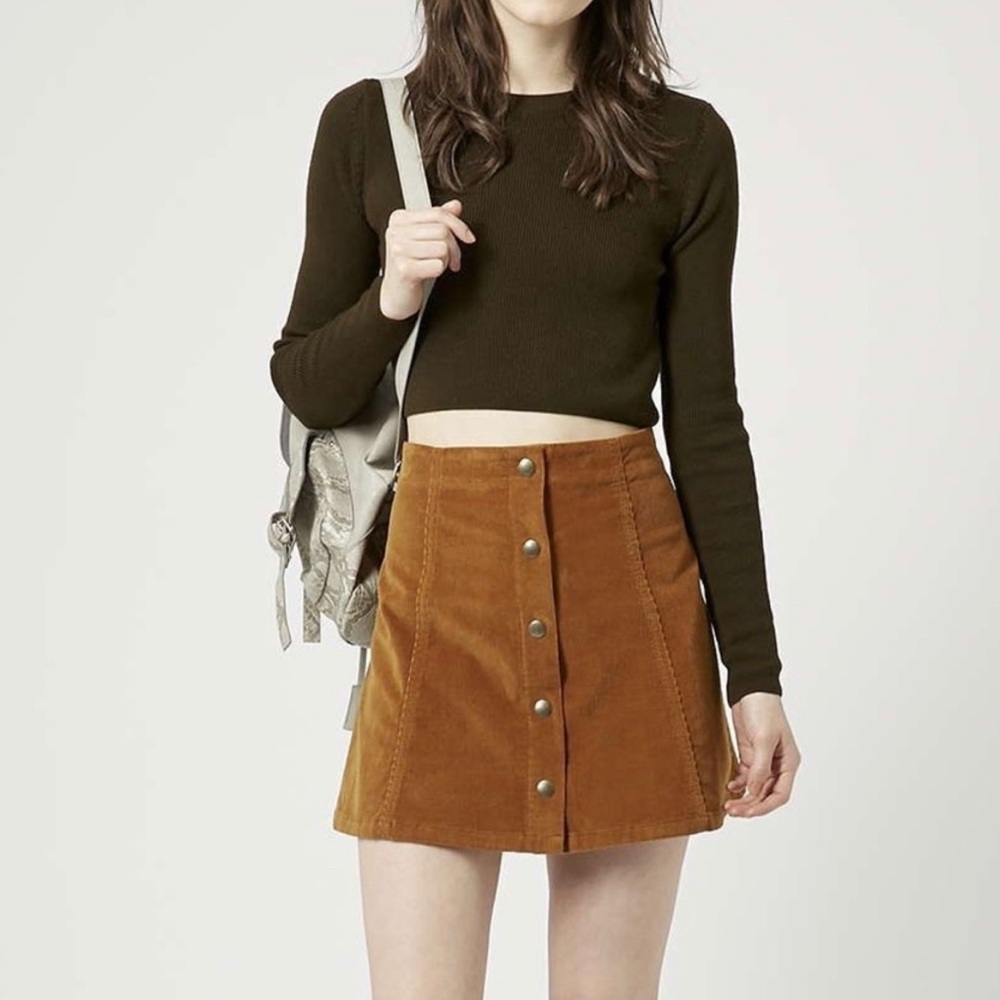 Topshop corduroy button up mini skirt